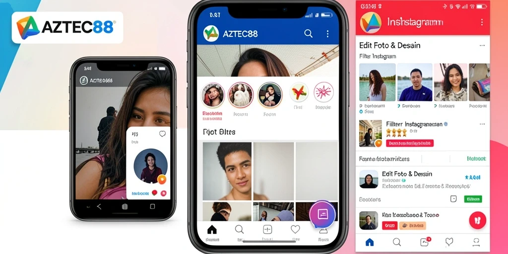 Antarmuka AZTEC88 yang intuitif dan berbagai fungsi Filter Instagram.