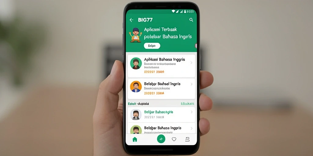 Tampilan antarmuka aplikasi BIG77 untuk Belajar Bahasa Inggris.