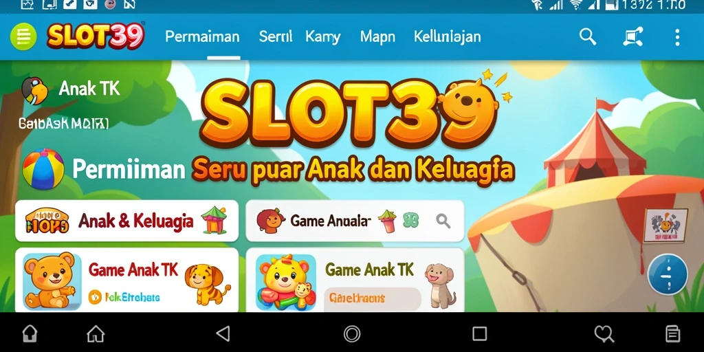 Tampilan antarmuka SLOT39 yang ceria dan ramah anak.