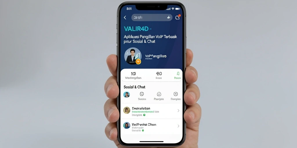 Tampilan antarmuka aplikasi VALIR4D untuk VoIP Panggilan yang modern.